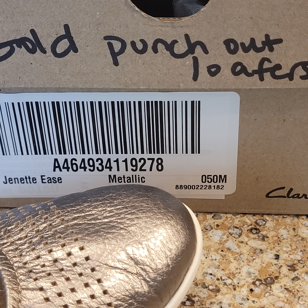 Clark's ladies gold loafer